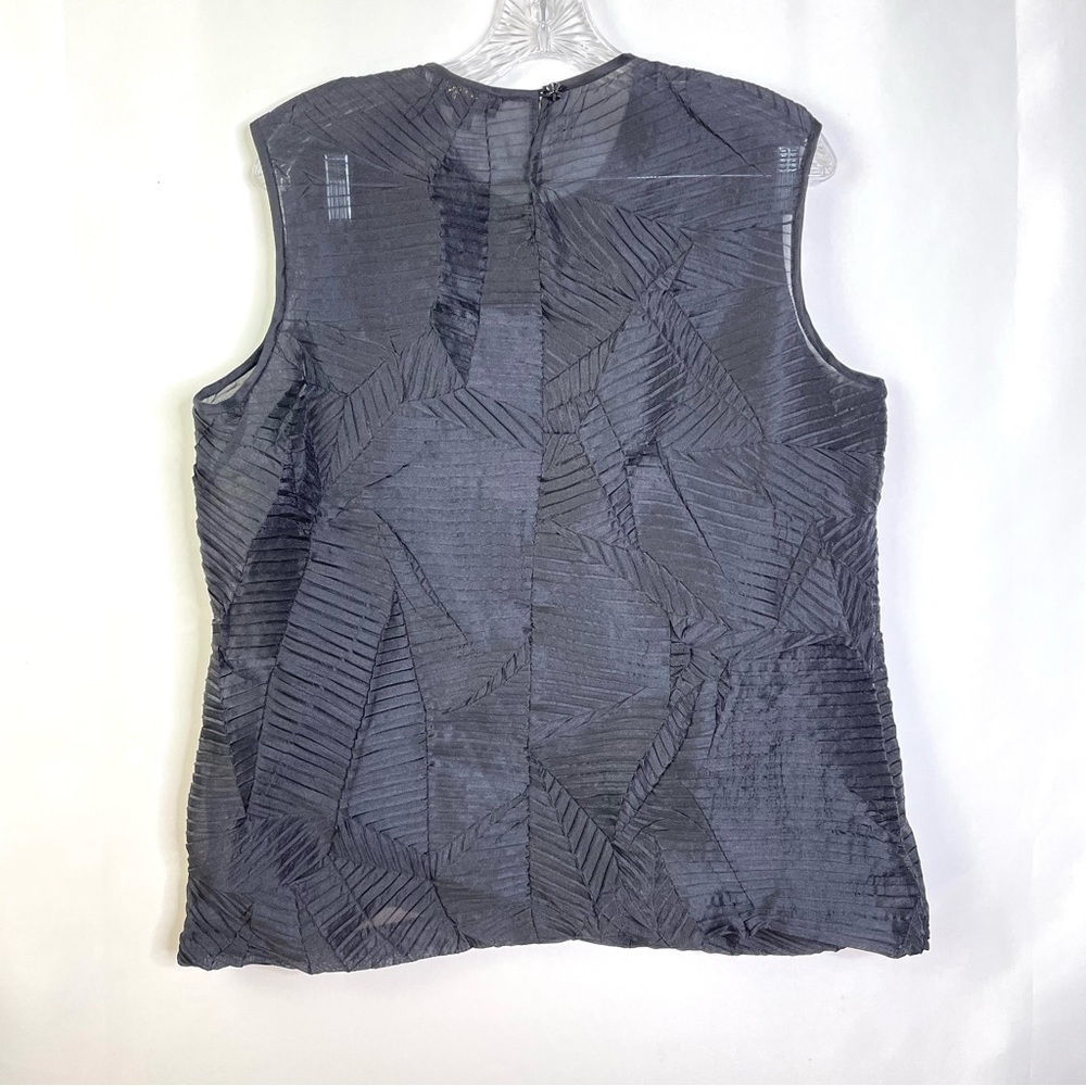 Tamotsu Black Pleated Avant Garde Open Front Jacket and Tank Top Formal Set 16 - Picture 8 of 11